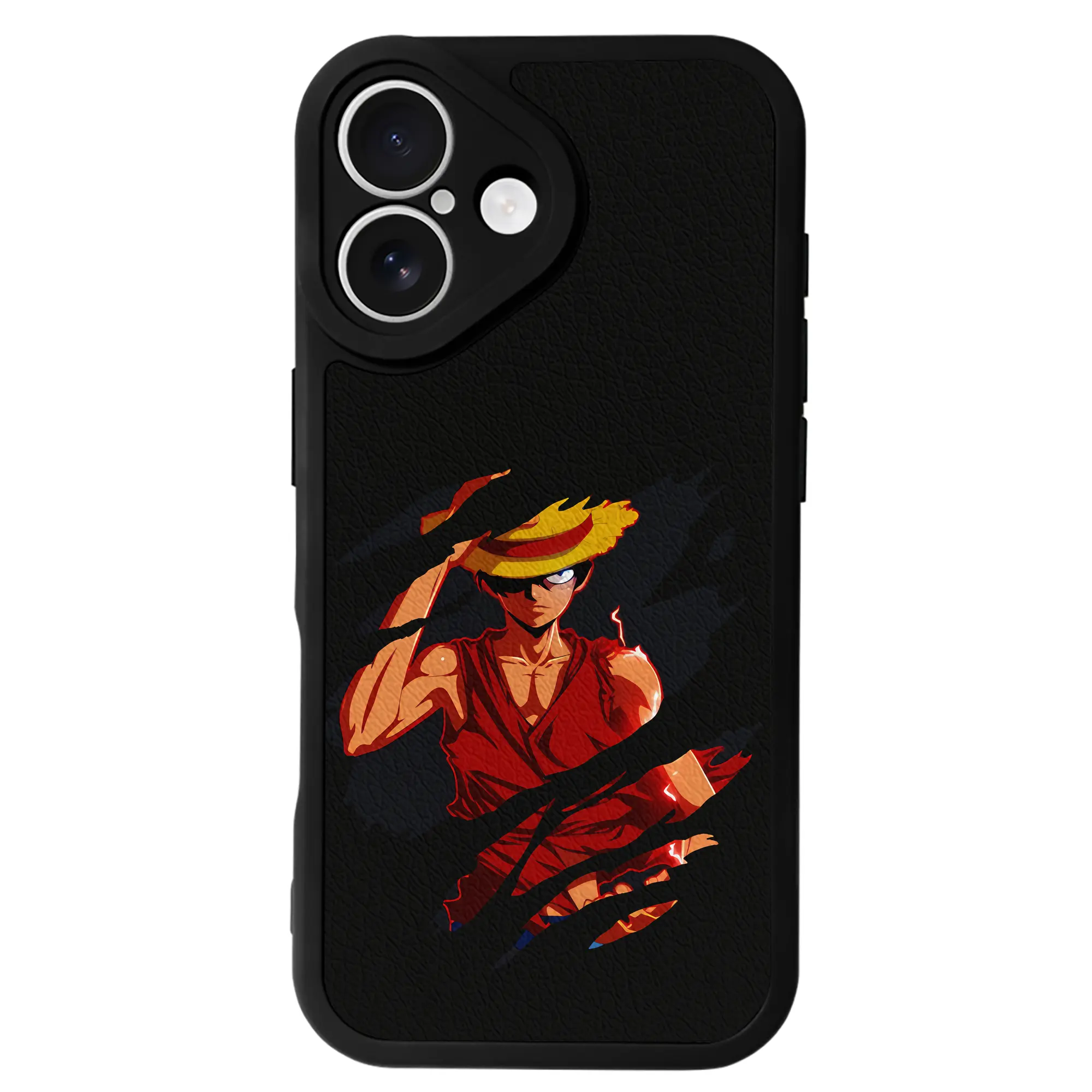 ワンピース グッズ モンキー・D・ルフィ - IPhone 16シリーズ対応 ・ シリコンスマホケース ・ レザー調 ・ 高精度フィット ・ 耐衝撃 ・ ワイヤレス充電対応 ・ 精密カット